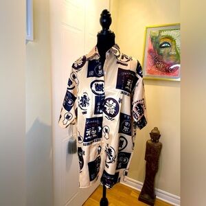 ✅3 brand NWOT, Chinese graphics silky soft short sleeve button  down shirt. 😊